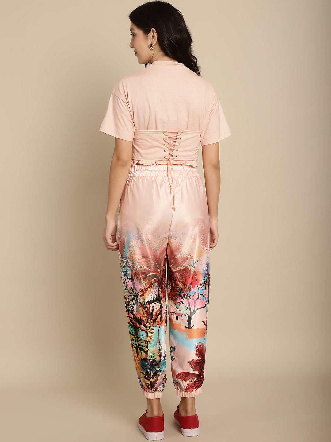 Blanc9 PRINTED JOGGER WITH EYELET TOP