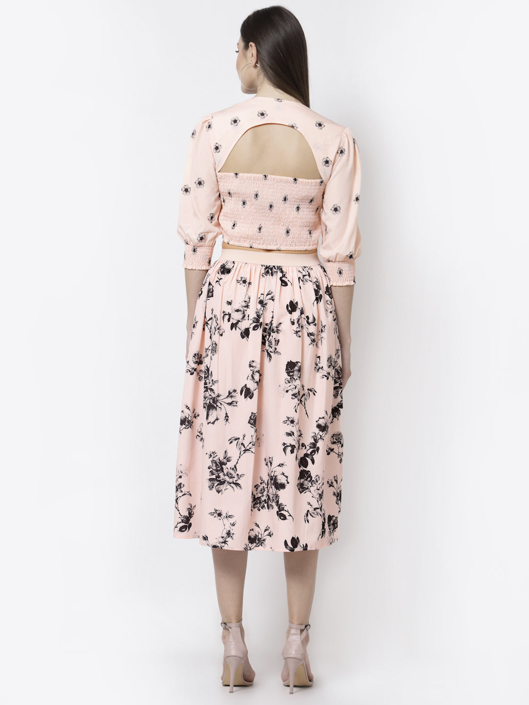 Blanc9 Peach Floral Co-ord Set-B9ST67