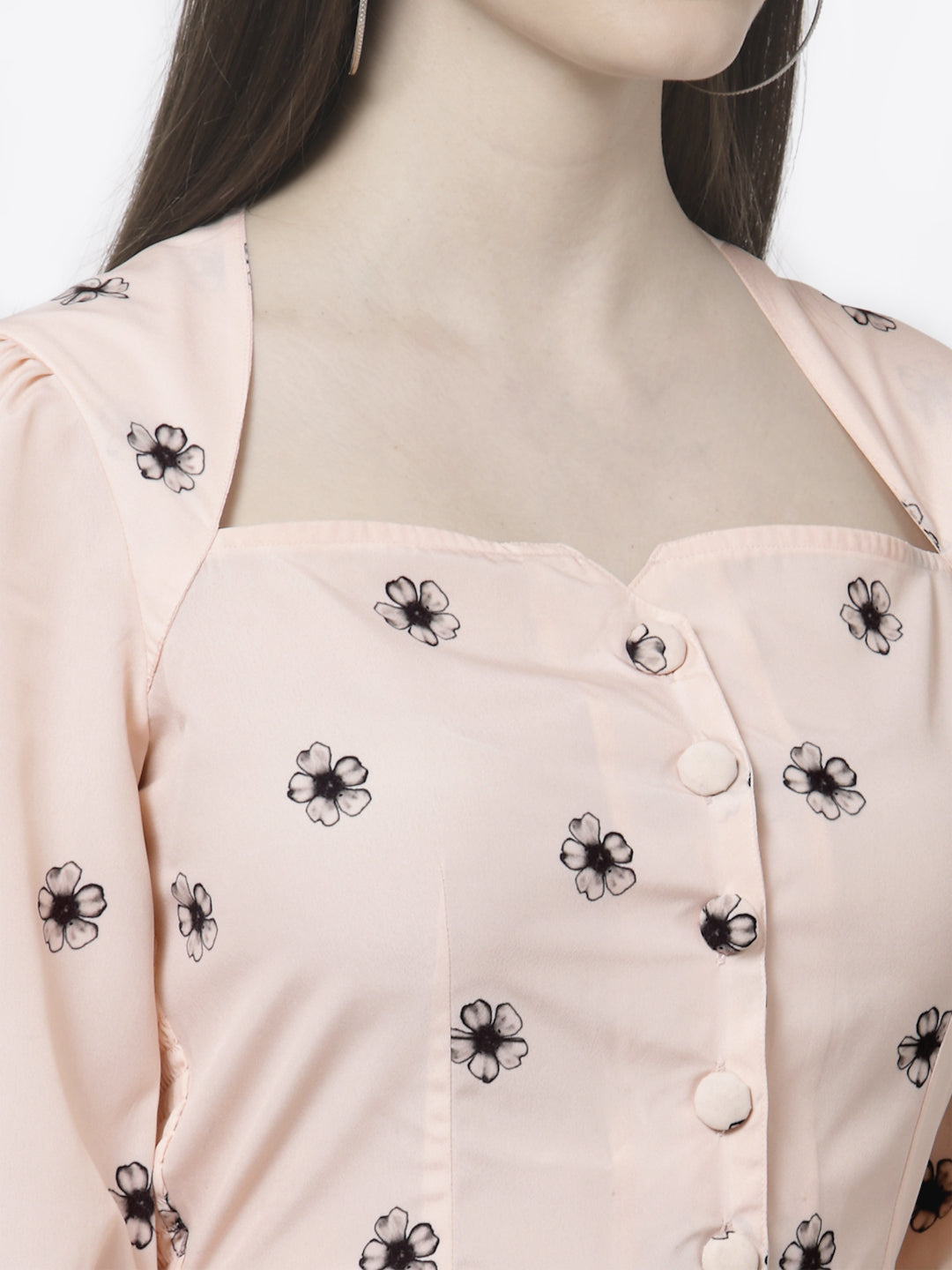 Blanc9 Peach Floral Co-ord Set-B9ST67