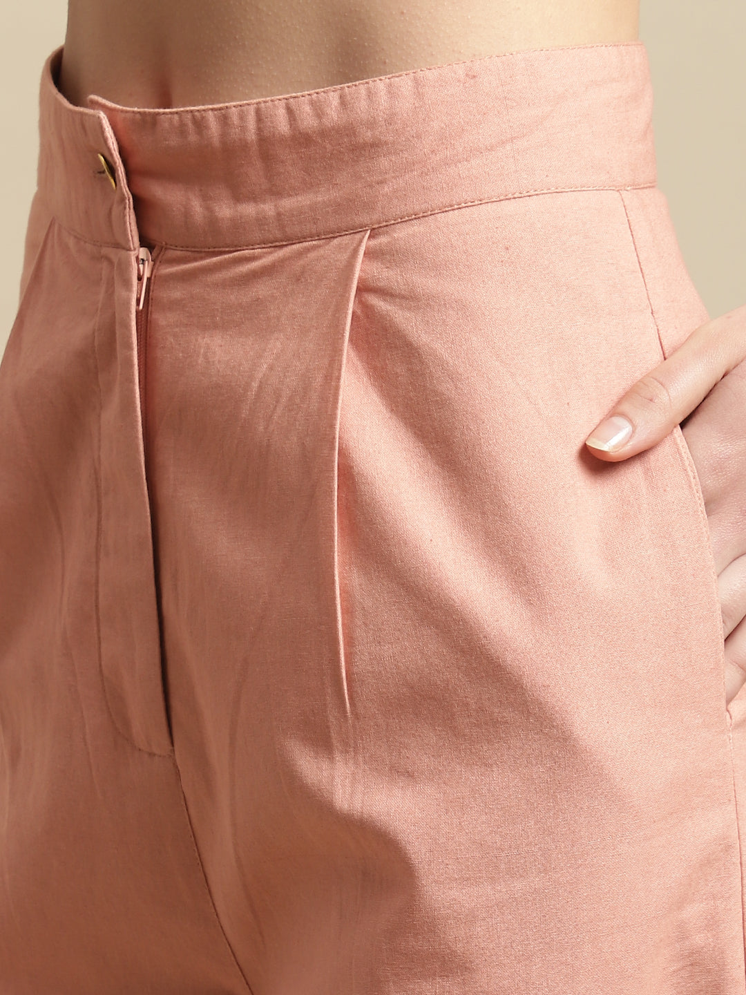 Blanc9 Peach Strappy Top With Long Pants Co-Ord Set-B9ST103