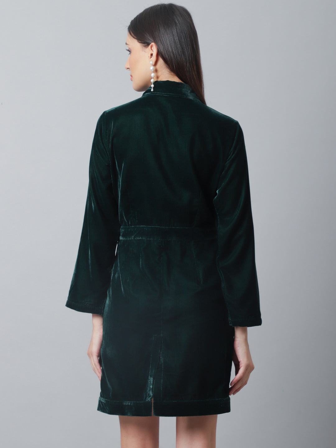 Blanc9 Pearl Green Velvet Dress-B9DR130