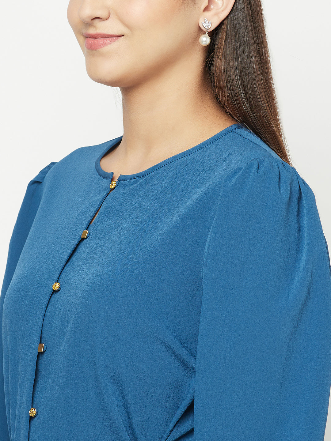 Blanc9 Peplum Top With Braided Belt-B9TP78T