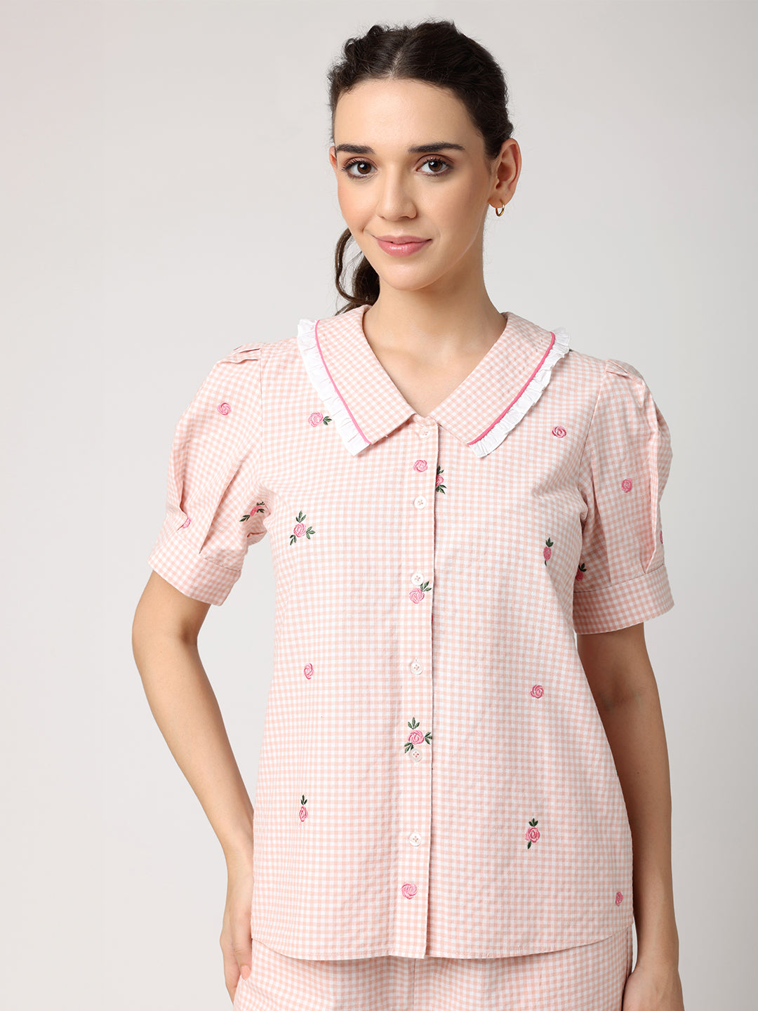 Blanc9PinkCheckeredRoseNightwear