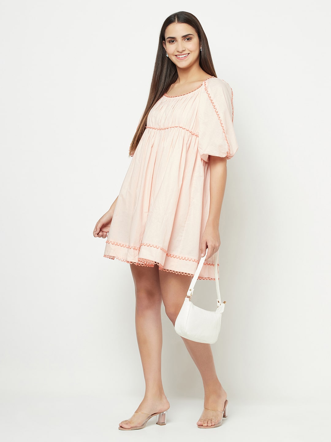 Blanc9 Pink Contrast U-Lace Dress