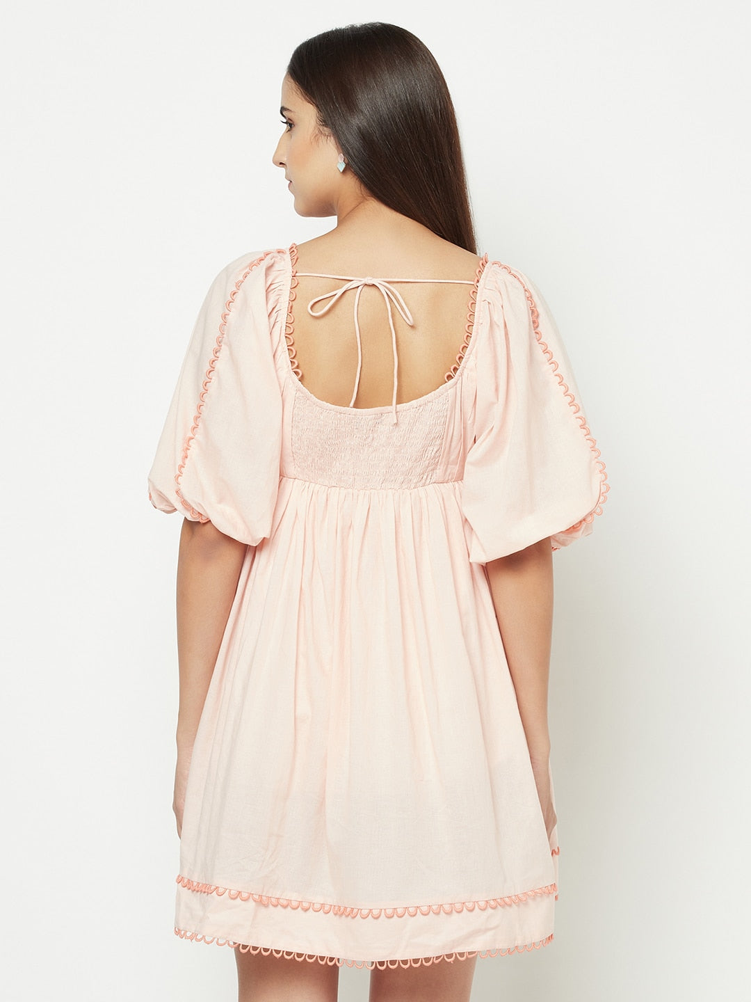 Blanc9 Pink Contrast U-Lace Dress