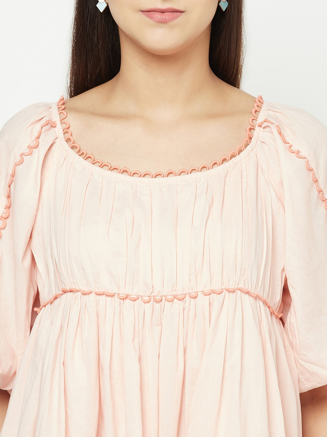 Blanc9 Pink Contrast U-Lace Dress