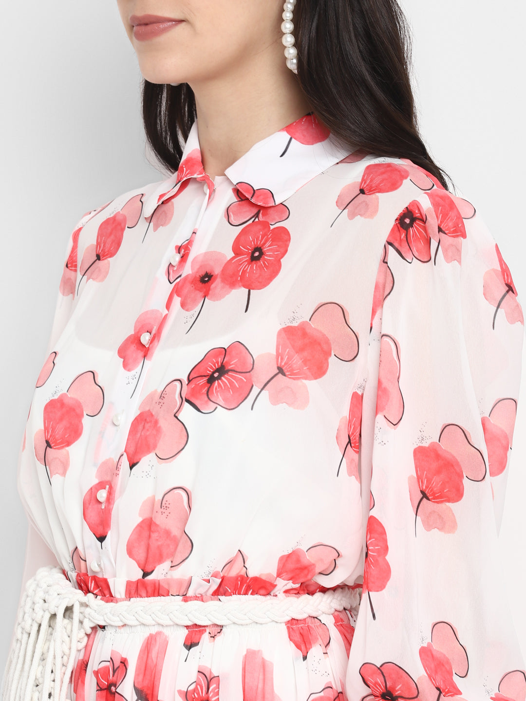 Blanc9 Floral Printed Flared Jumpsuit with Waist Bag