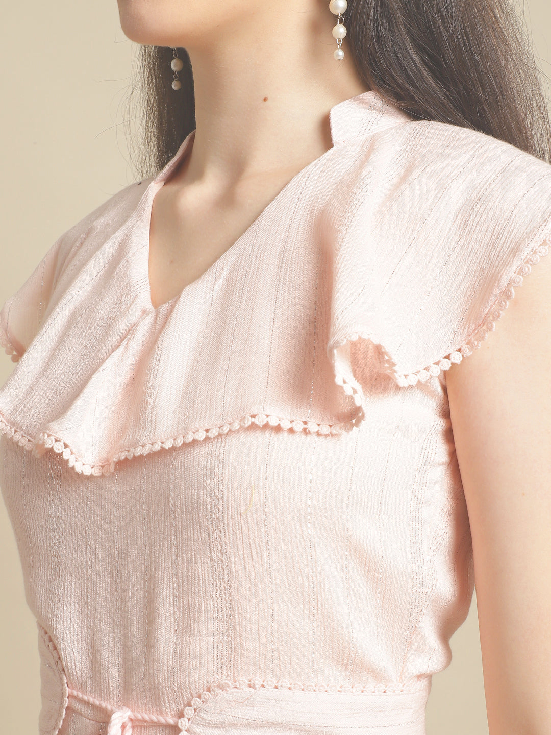 Blanc9 Pink Lurex Jumpsuit With Belt