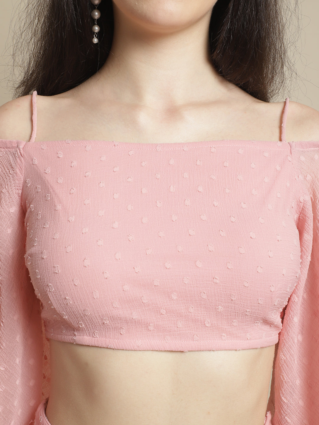 Blanc9 Pink Off-Shoulder Top With Trouser-B9ST123