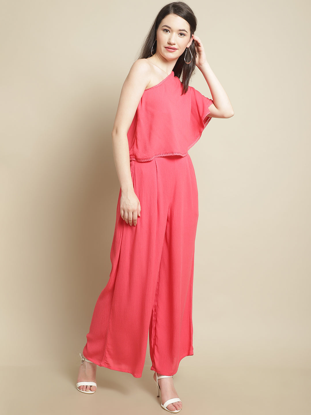 Blanc9 Pink Shoulder Drop Top With Trouser-B9ST121