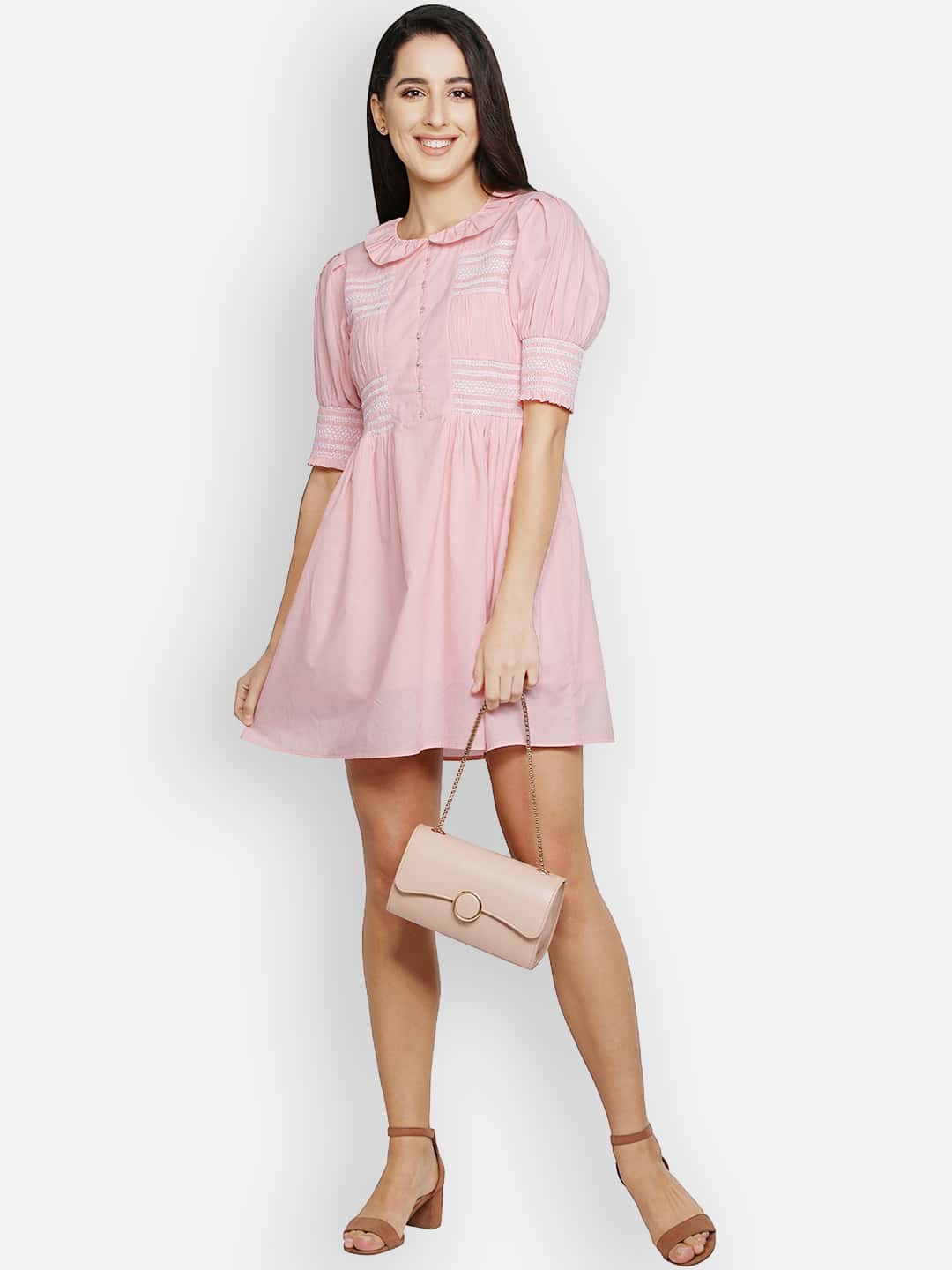 Blanc9 Pink Smocking Dress