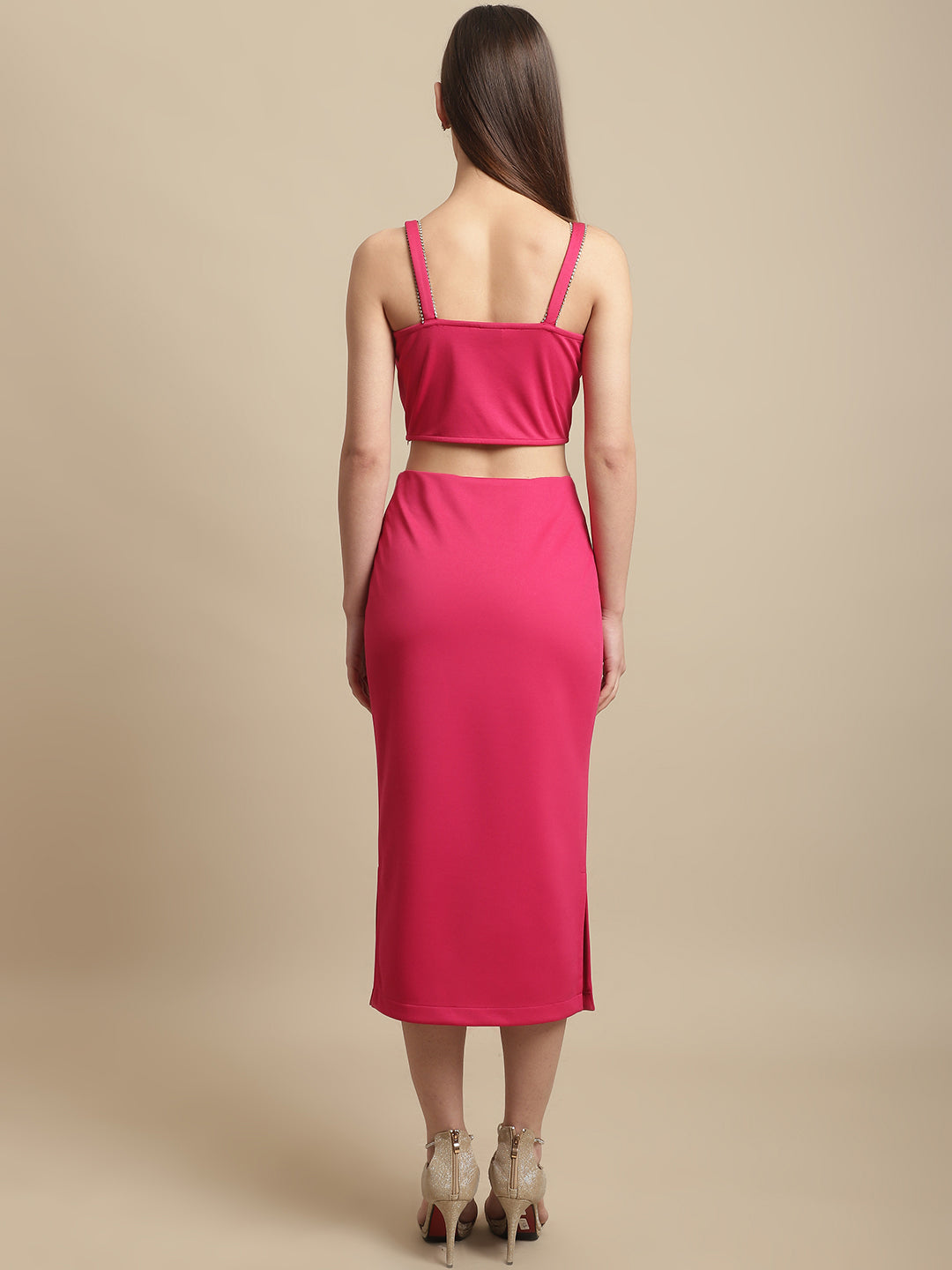 Blanc9 Pink Stone Straps With Skirt Co-Ord Set-B9ST102