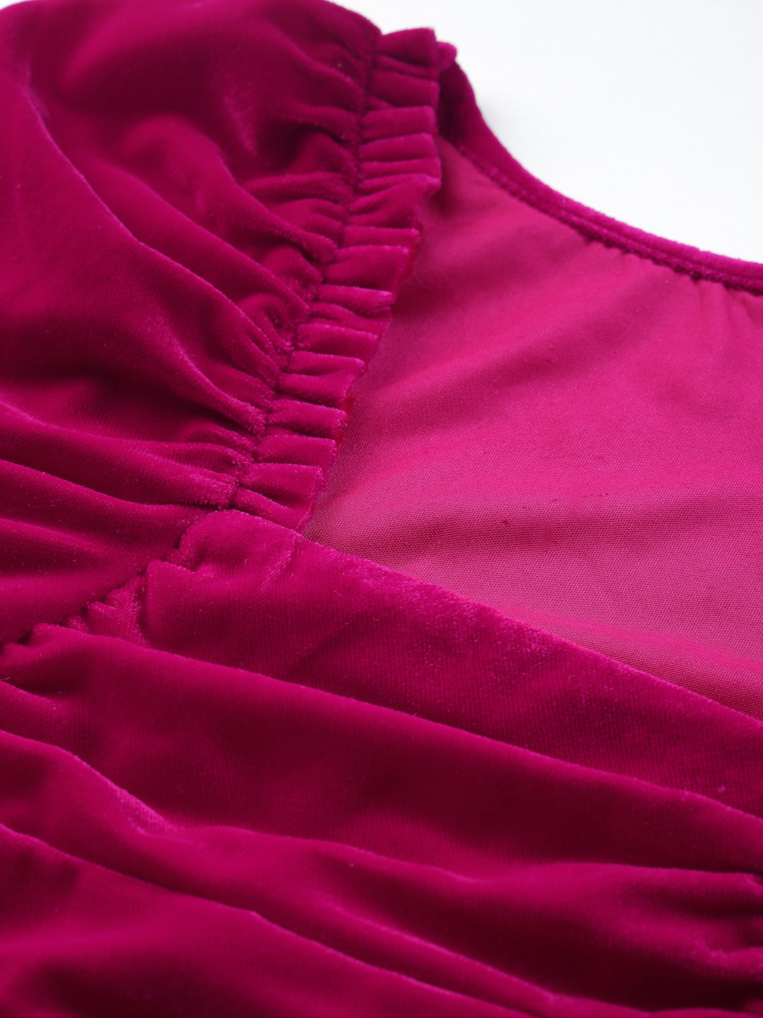 Blanc9 Pink Velvet Puffed Sleeve Top-B9TP131C