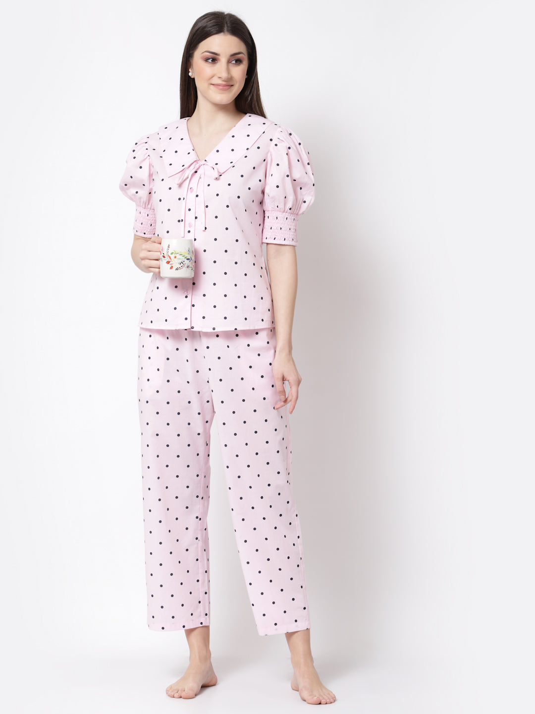 Blanc9 Pink and Black Pyjama Night Suit-B9NW34