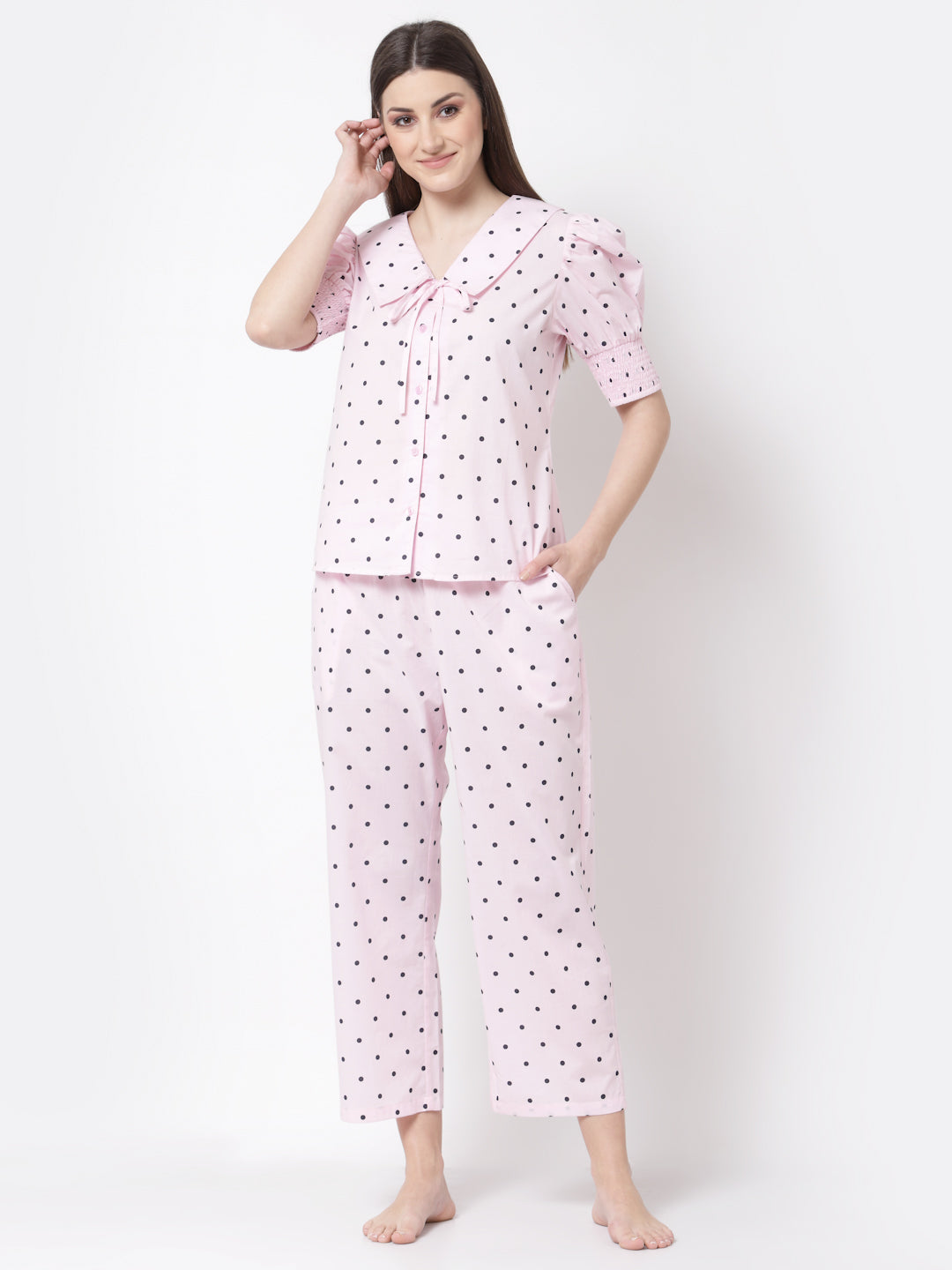 Blanc9 Pink and Black Pyjama Night Suit-B9NW34