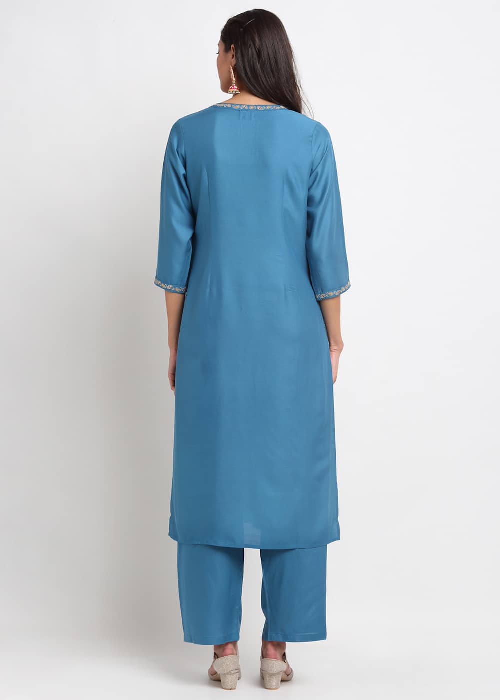 Blanc9 Pintucks Paisley Embroidered Kurti-B9FV02T