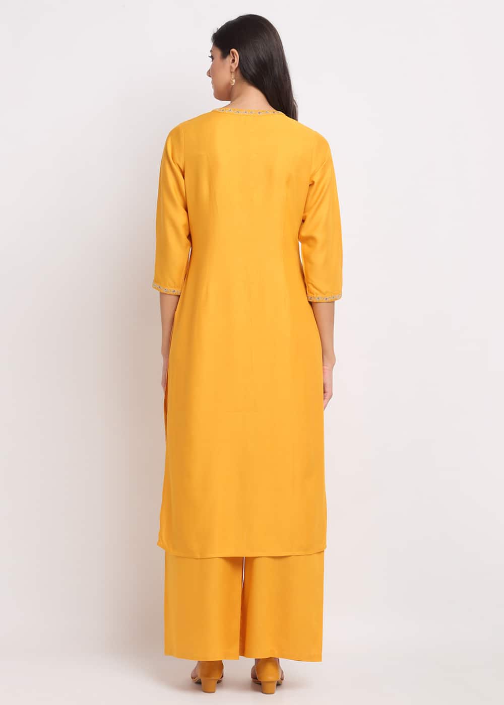 Blanc9 Pintucks Paisley Embroidered Kurti-B9FV02Y
