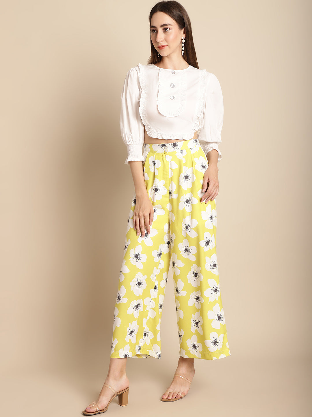 Blanc9 Printed Trouser With White Top Co-Ord Set-B9ST129