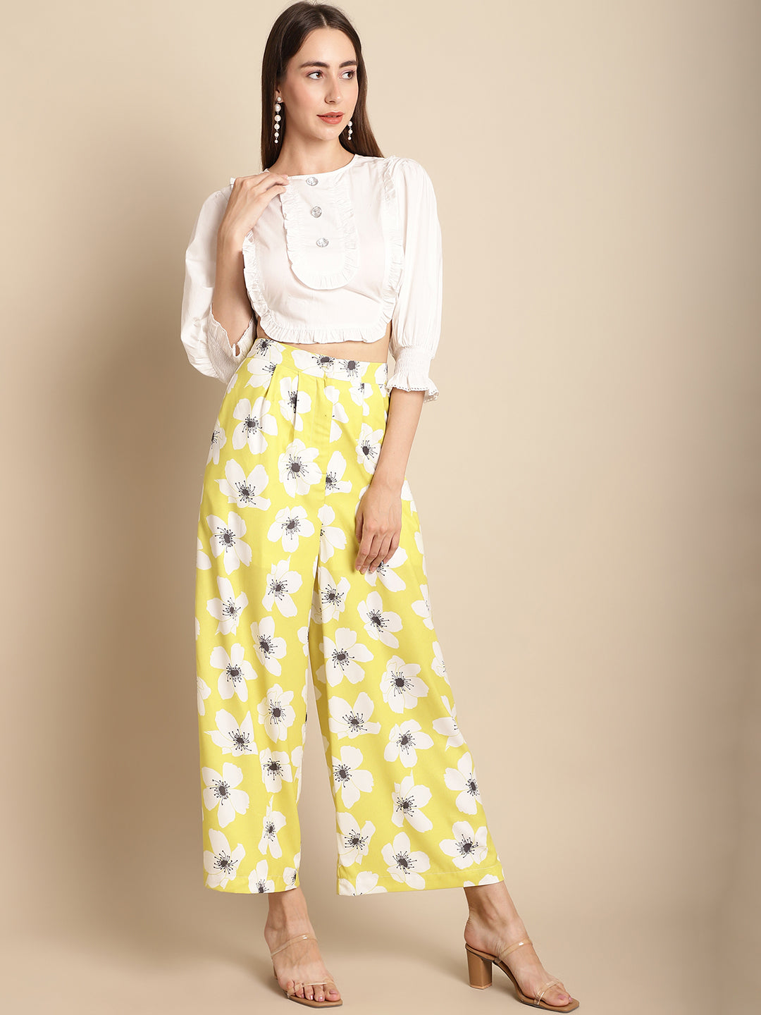 Blanc9 Printed Trouser With White Top Co-Ord Set-B9ST129