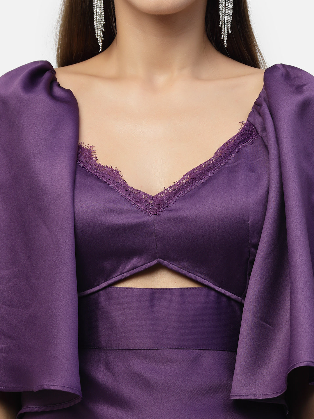 Blanc9 Purple Silk Satin Bodycon Dress-B9DR128