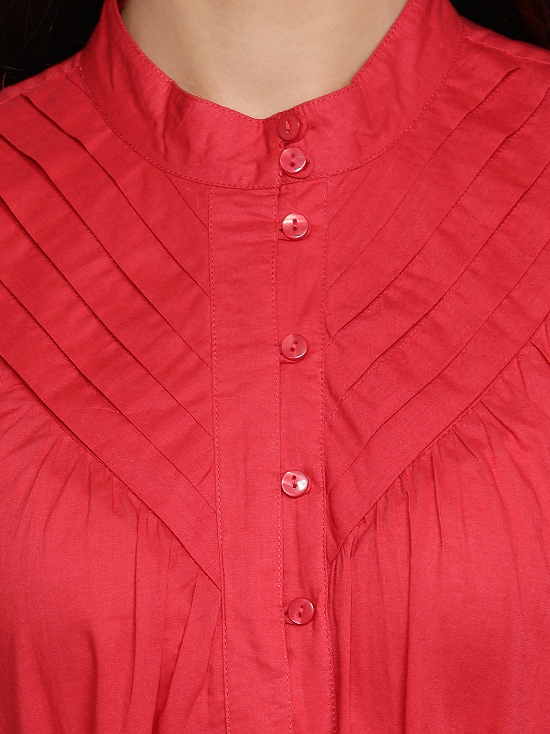 Blanc9 V Pleated Neckline Dress