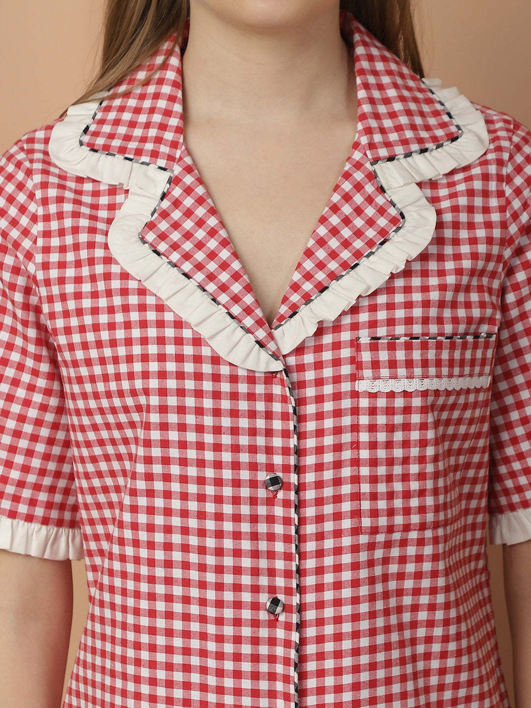 Blanc9Red_WhiteCheckeredNightwearwithContrastCheckeredDetailing