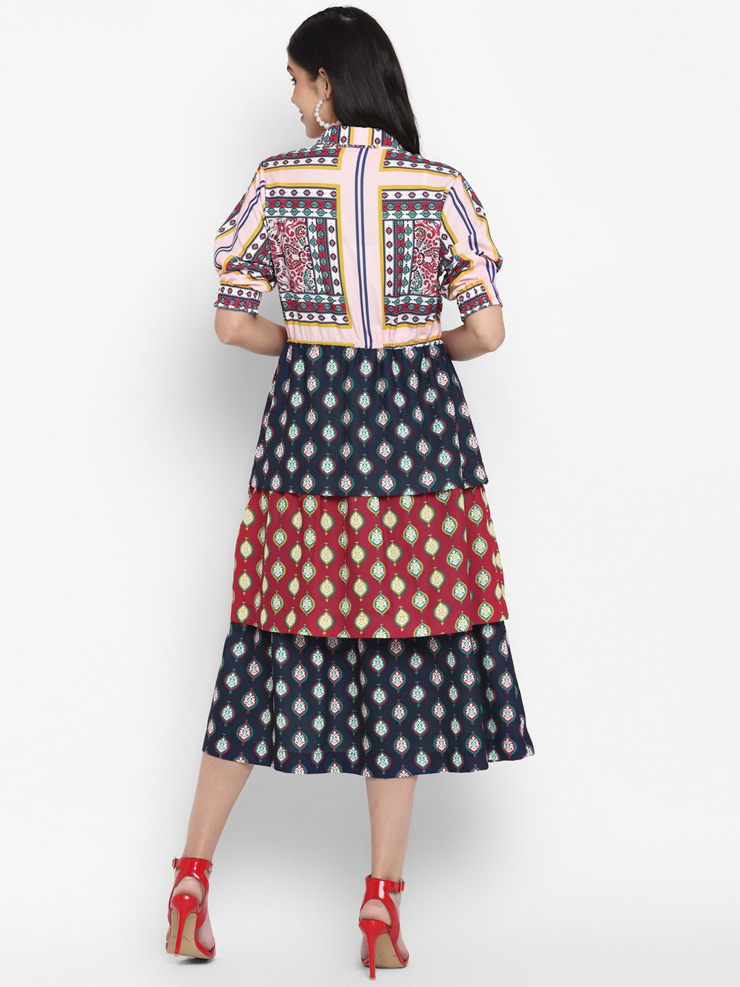 Blanc9 Scarf Printed Tier Dress