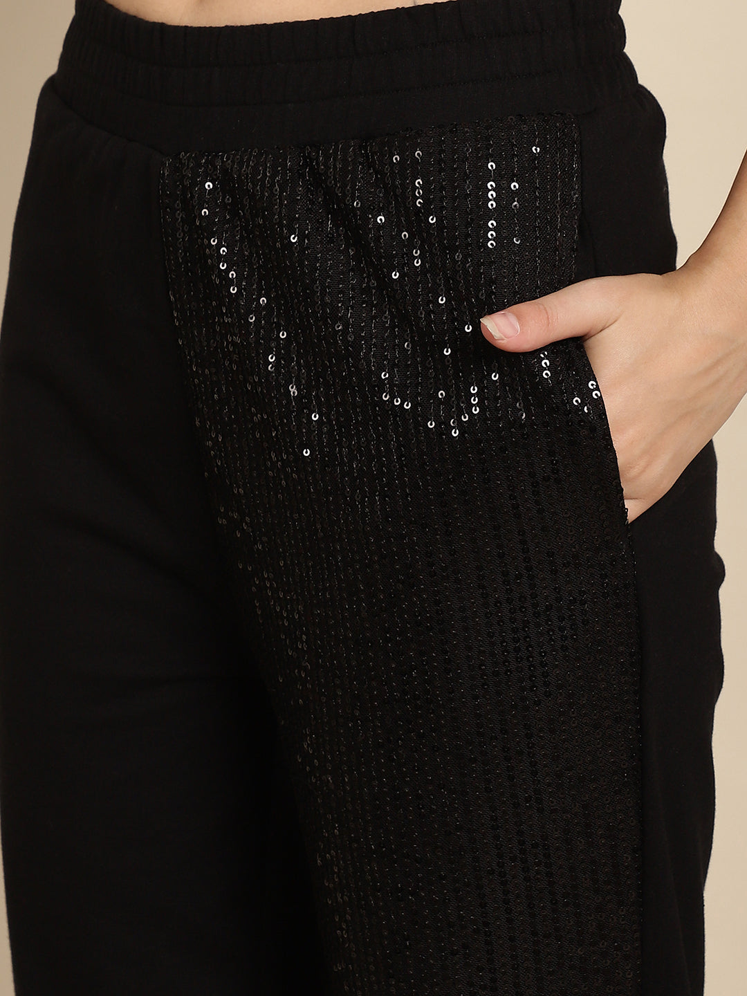 Blanc9 Sequined Cut-Out Sweatshirt Jogger Set- B9ST148