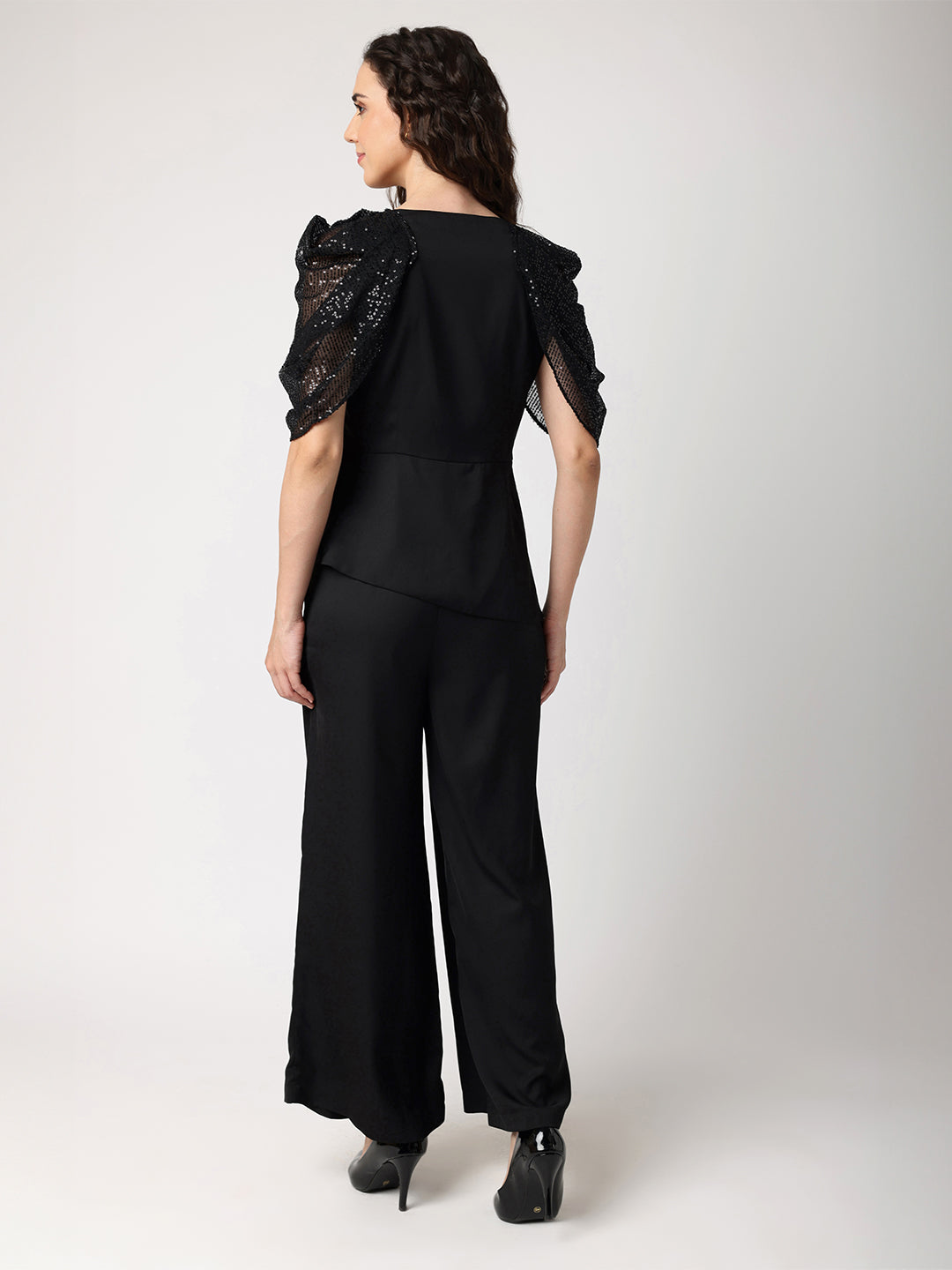 Blanc9SequinnedCowlSleevesTopWithTrousers