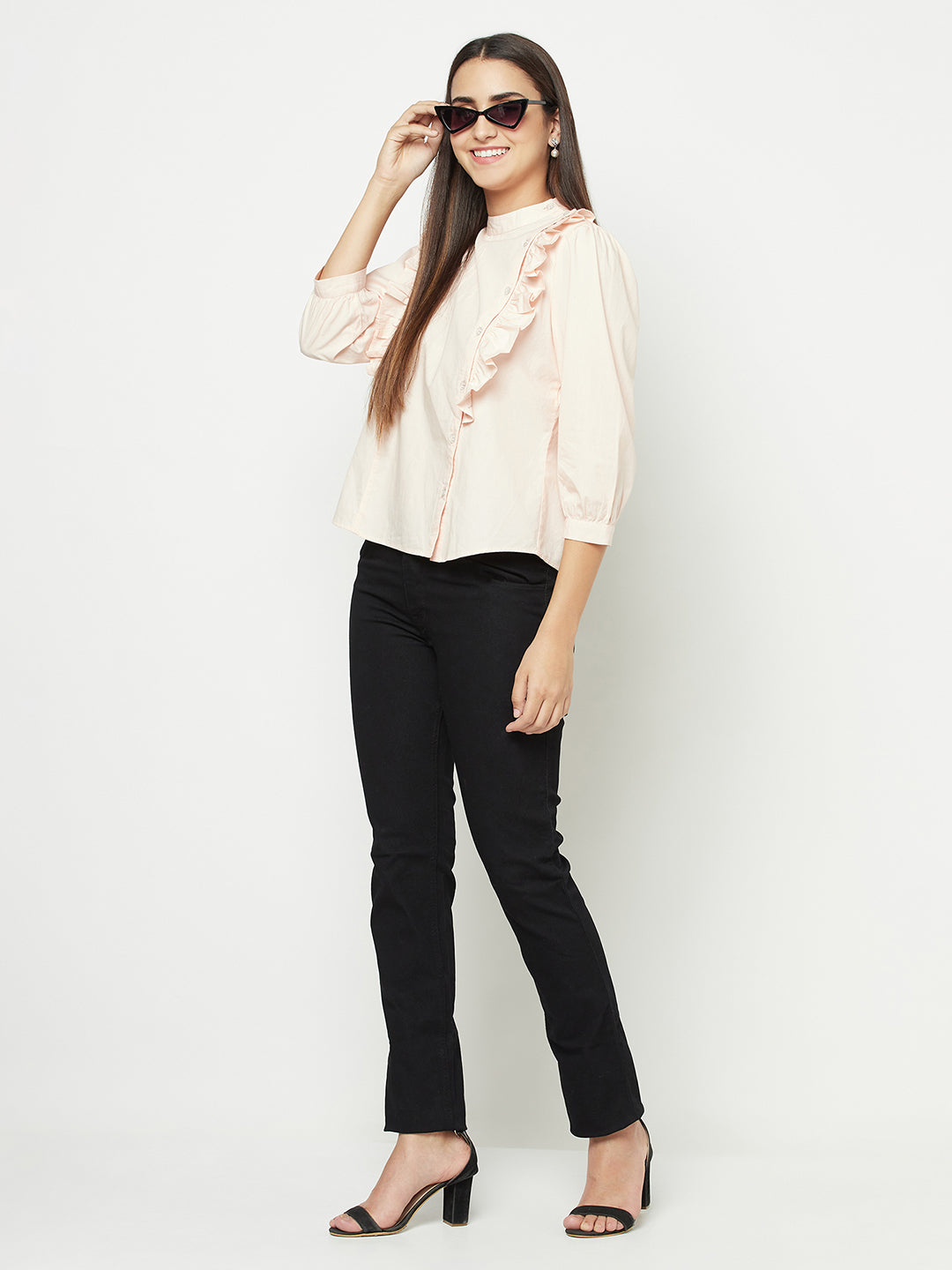 Blanc9 Side Placket With Frill Top-B9TP76P