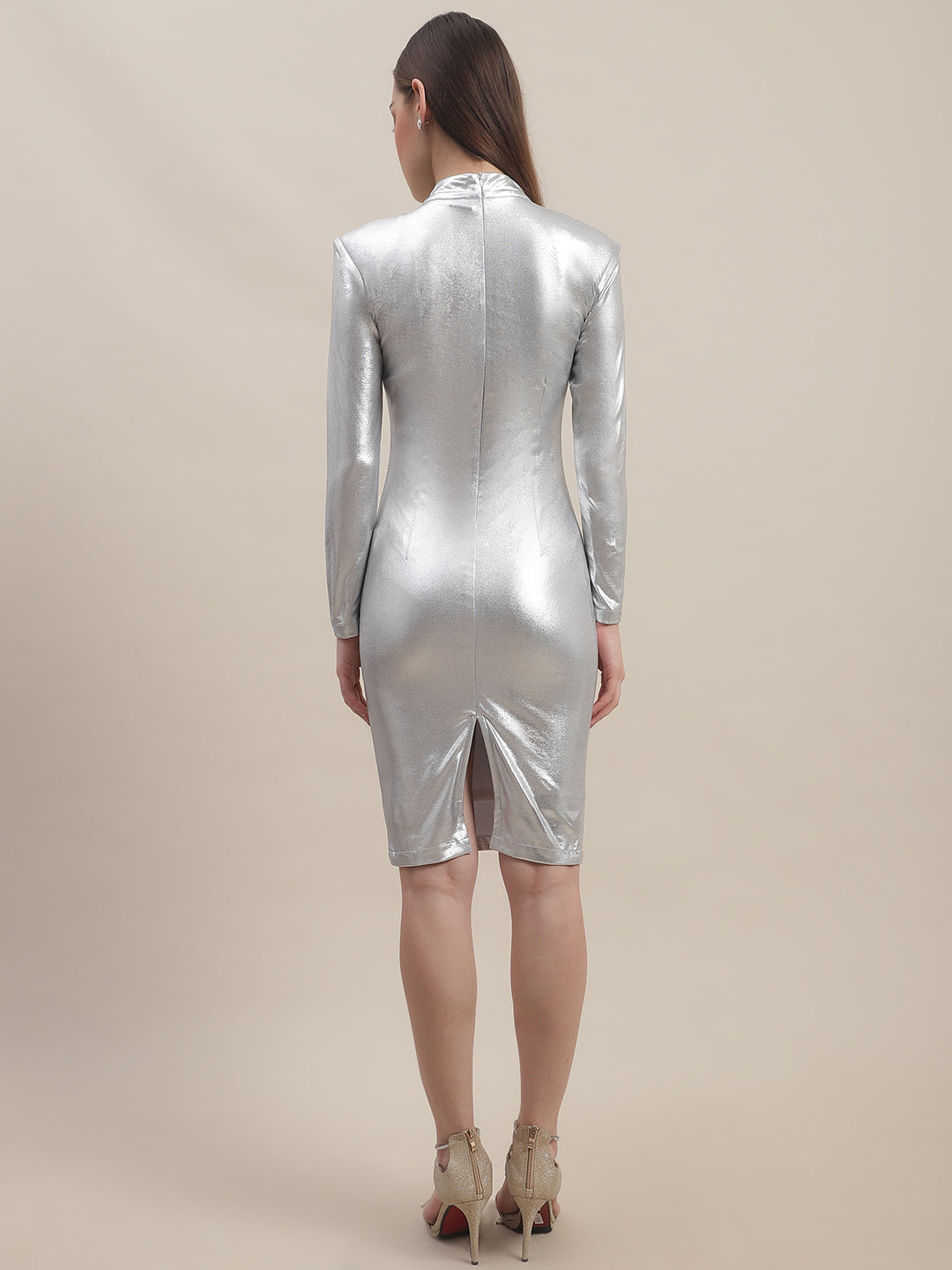 Blanc9 Silver Bodycon Dress-B9DR148
