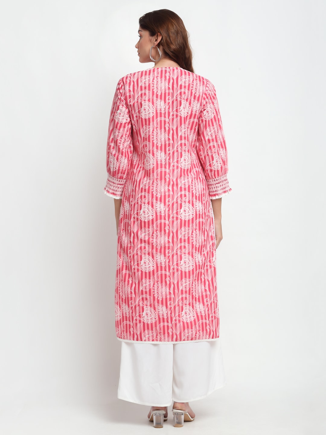 Blanc9 Striper -Floral Smocking Kurti-B9EW32