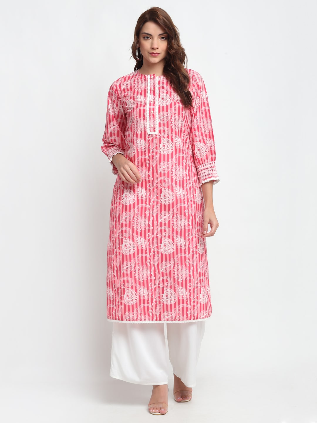 Blanc9 Striper -Floral Smocking Kurti-B9EW32