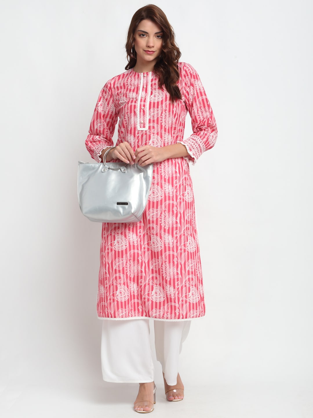 Blanc9 Striper -Floral Smocking Kurti-B9EW32