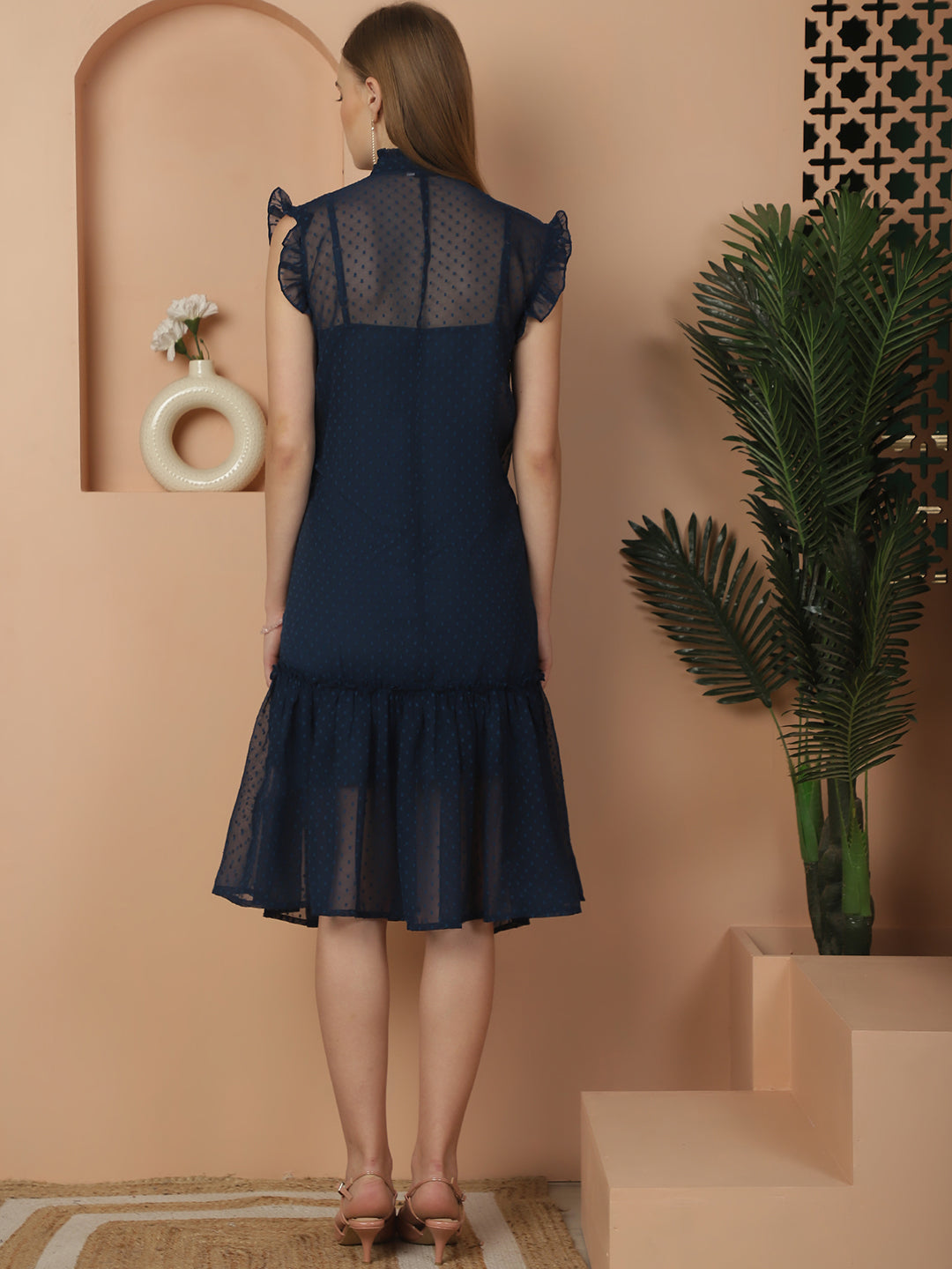 Blanc9TealEmbellishedKneeLengthDress-B9DR70T