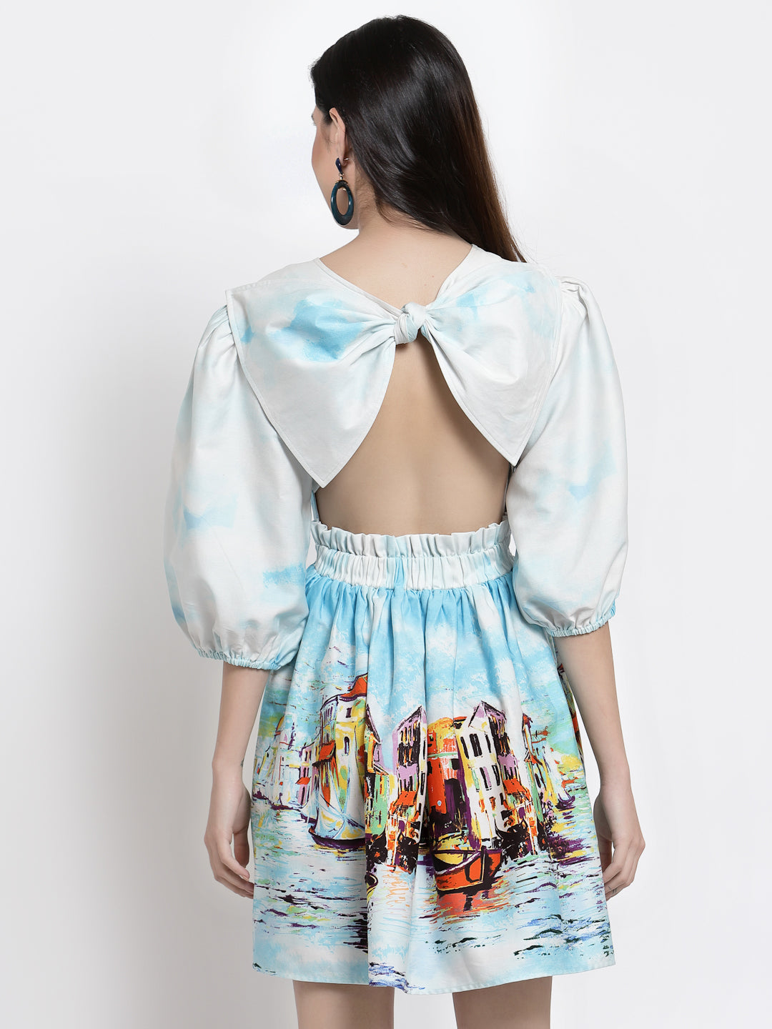 Blanc9 Venice Print Back Bow Dress-B9DR101