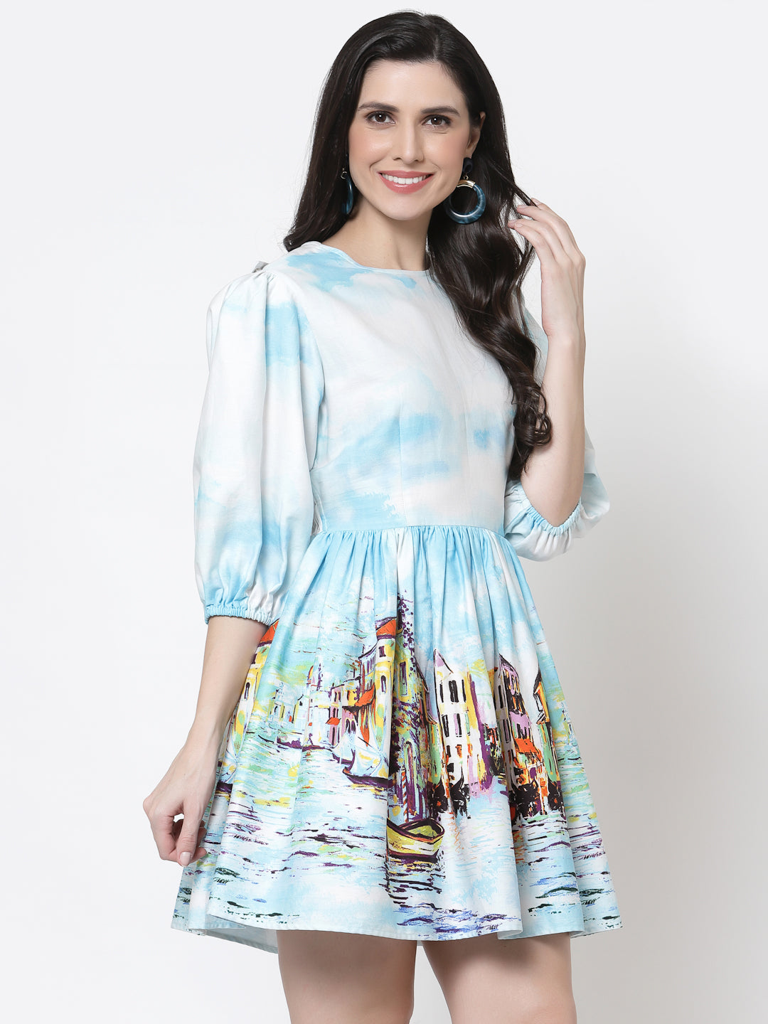 Blanc9 Venice Print Back Bow Dress-B9DR101