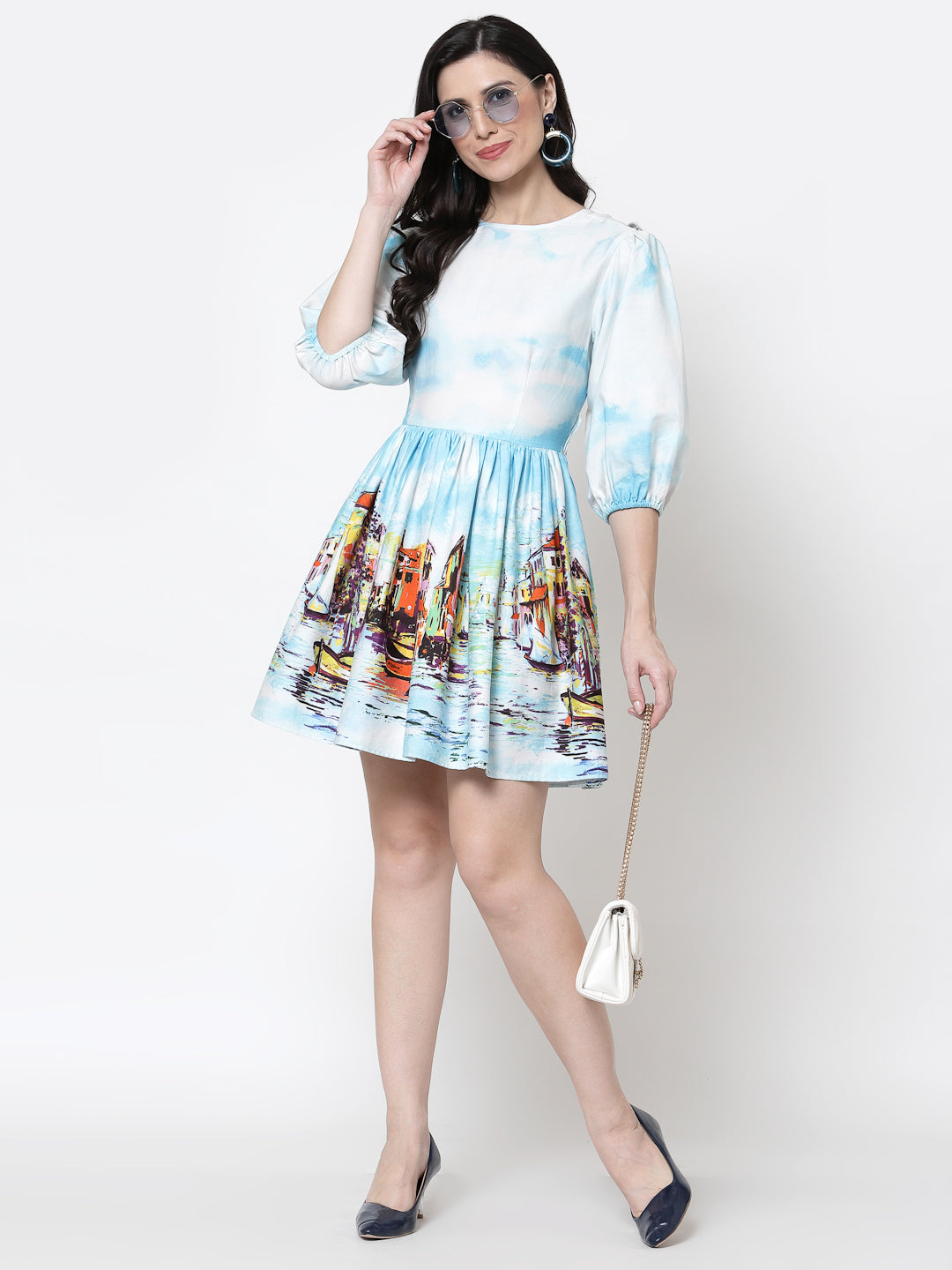 Blanc9 Venice Print Back Bow Dress-B9DR101