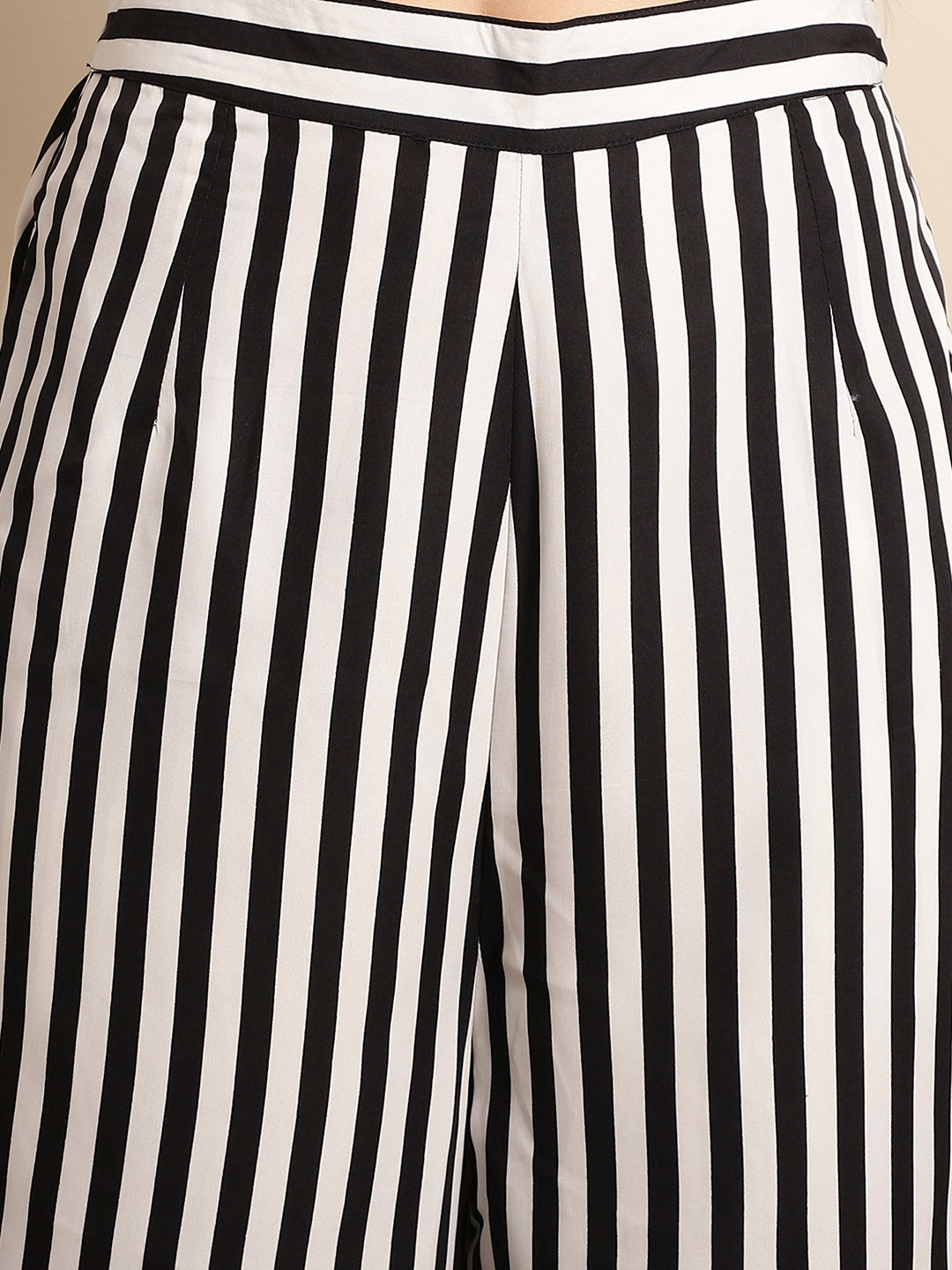 Blanc9 White And Black Pant With Top Co-Ord Set-B9ST127