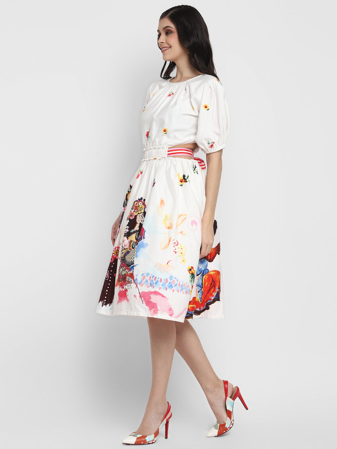 Blanc9 White Knee Length Dress-B9DR39
