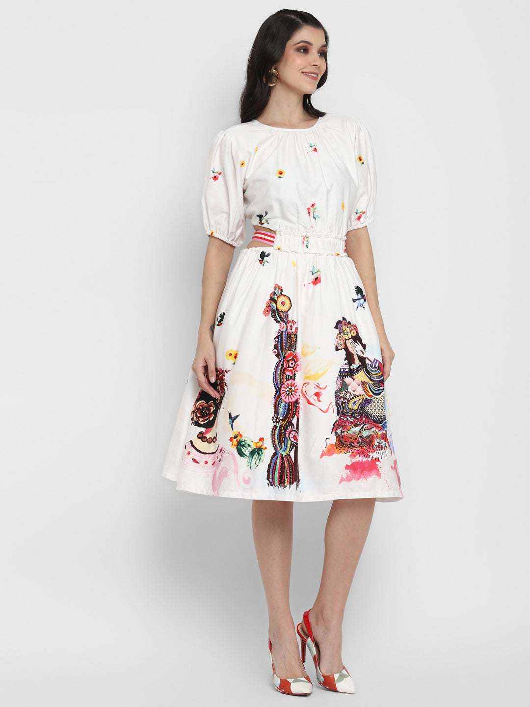 Blanc9 White Knee Length Dress-B9DR39