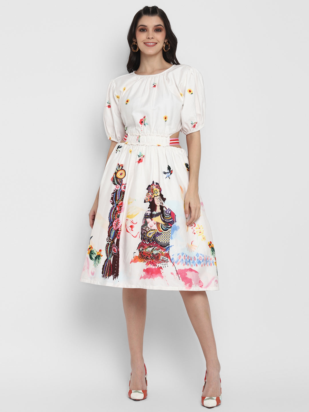 Blanc9 White Knee Length Dress-B9DR39