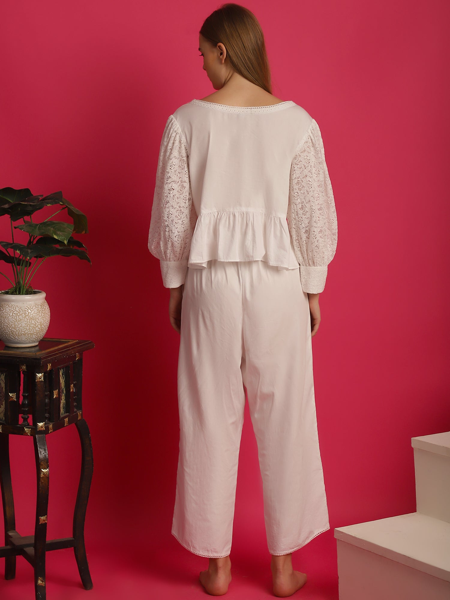 Blanc9WhiteTopWithFlaredCottonPyjamaSet-B9NW71-2