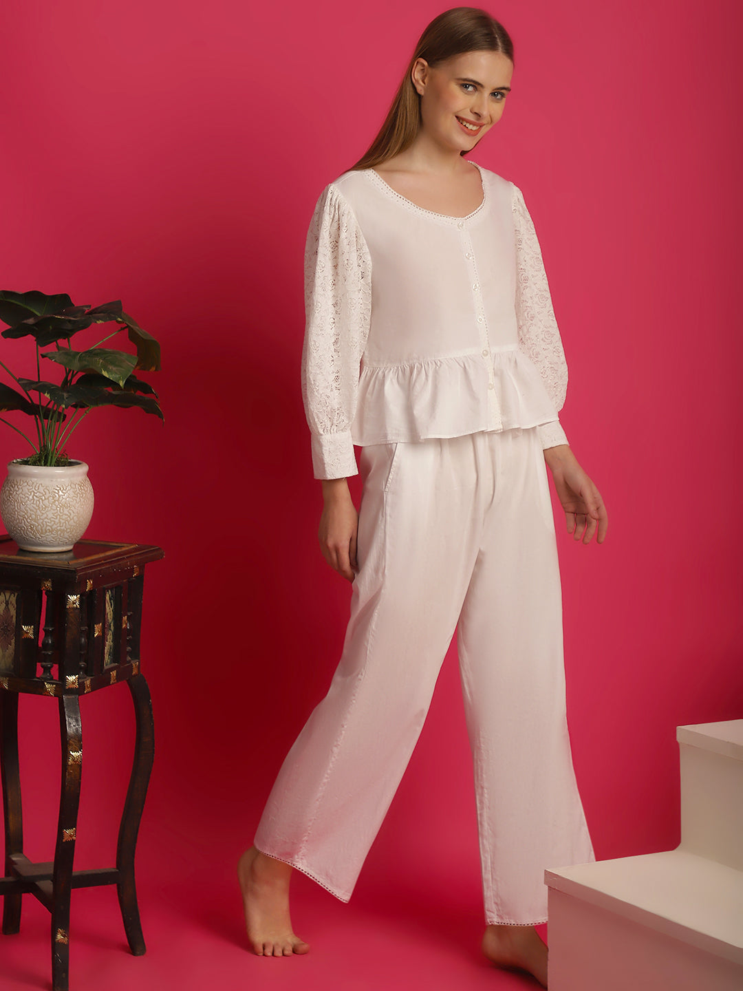 Blanc9WhiteTopWithFlaredCottonPyjamaSet-B9NW71-2