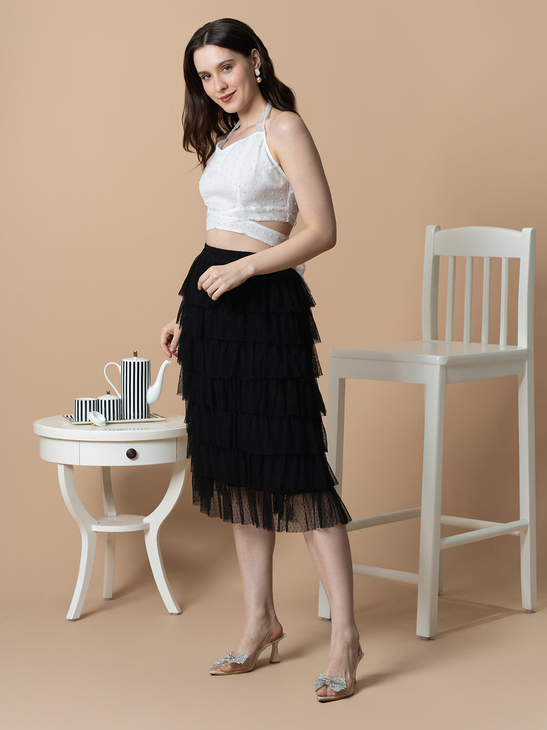 Blanc9WhiteTop_BlackFrillSkirtCo-OrdSet