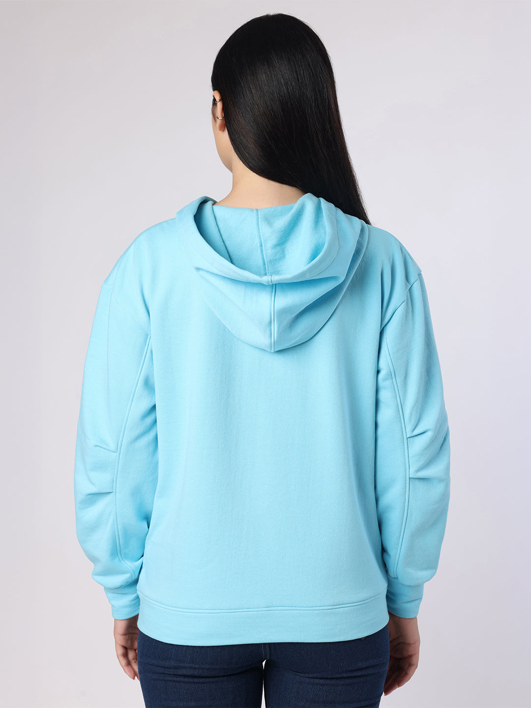 Blanc9 Women Aqua Blue Sweatshirt With Hood