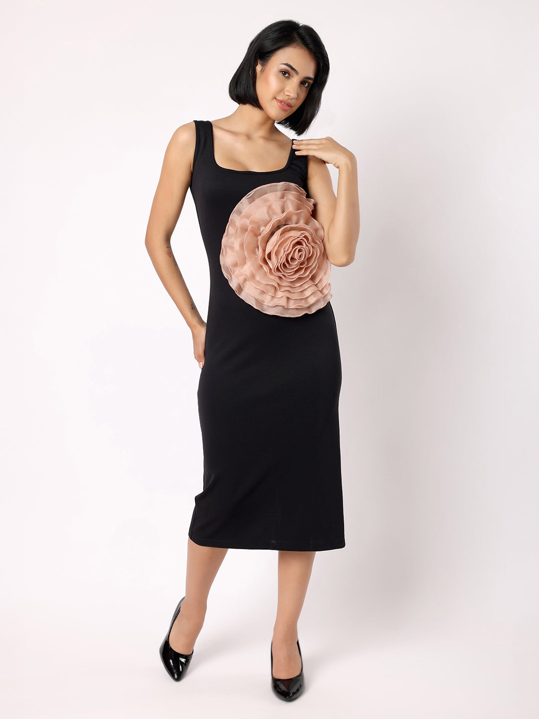 Blanc9 Women Black Floral Bodycon Dress