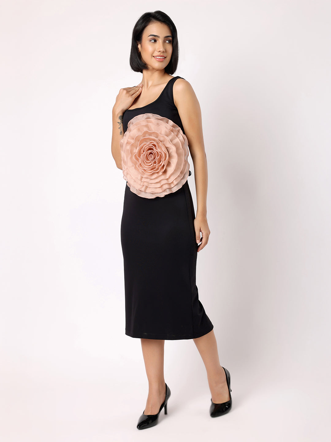 Blanc9 Women Black Floral Bodycon Dress