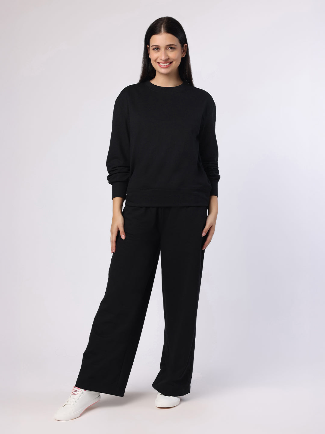 Blanc9 Women Black Sweatshirt And Trousers
