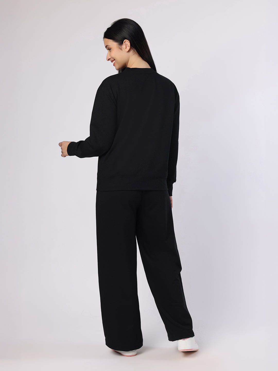 Blanc9 Women Black Sweatshirt And Trousers